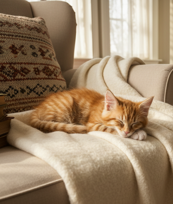 Chat mignon à la maison